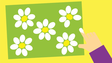 Flat design style vector illustration concept of daisy flower and human handのイラスト素材