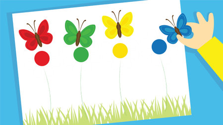 butterflies in the meadow. vector illustration in flat styleのイラスト素材