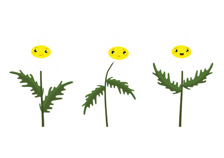 Set of cute dandelions isolated on white background. Vector illustration.のイラスト素材