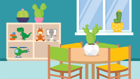Interior of a childrens room. Vector illustration in flat styleのイラスト素材