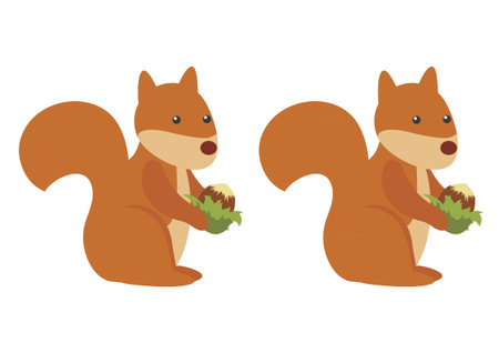 Squirrel with a bouquet of tulips. Vector illustration.のイラスト素材