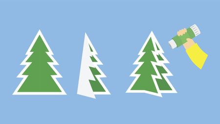 Pine tree and christmas tree icon set, vector illustration.のイラスト素材