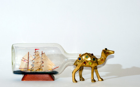 Sailing ship after Camel collage .の写真素材
