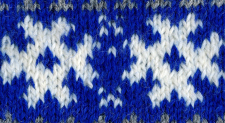 Handmade winter wool sweater, fragment, closeup. 