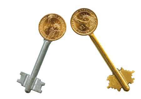 American coin latchkey isolated, on white.  の写真素材