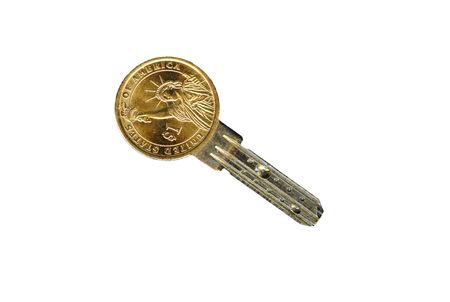 American coin latchkey isolated, on white.  の写真素材