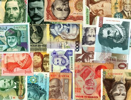 Currencies from around the world, paper banknotes.の写真素材