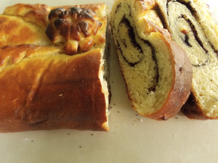 Poppy seed roll on the table