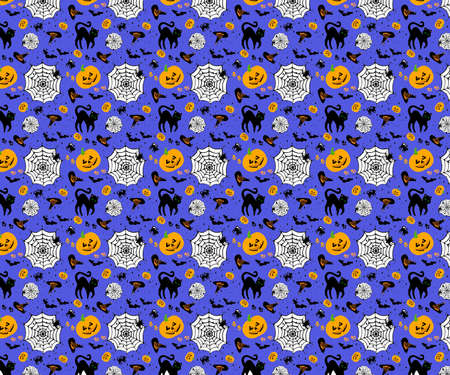 Halloween with animals on blue backgroundの写真素材