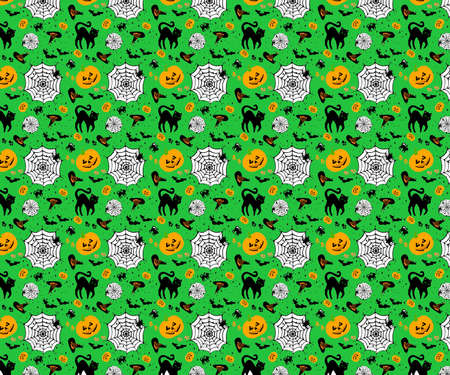 Halloween with animals on green backgroundの写真素材