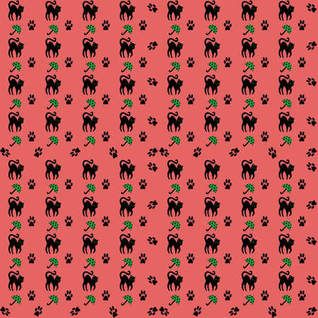 black cats on a pink backgroundの写真素材