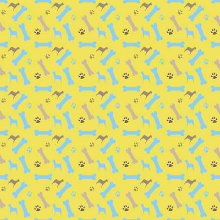 bones with dogs on yellow backgroundの写真素材