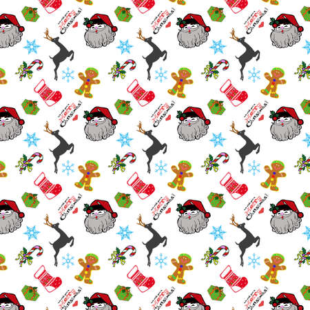 New year pattern with characters on white backgroundの写真素材