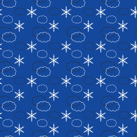 Clouds with snowflakes on a blue backgroundの写真素材