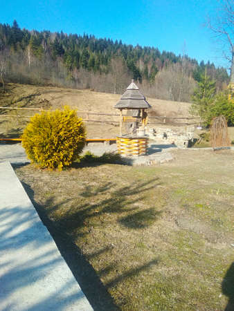 Tourist town in the mountains in Ukraineの写真素材