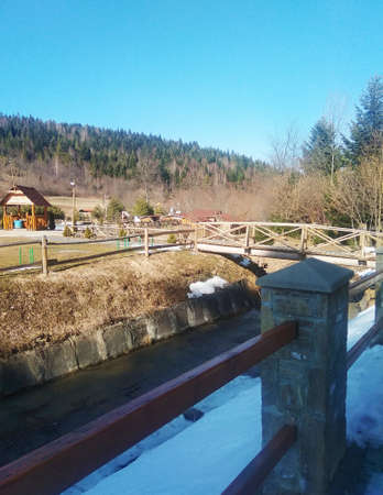 Tourist town in the mountains in Ukraineの写真素材