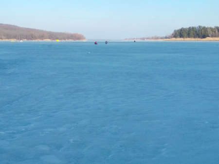 reservoir in winter day.の写真素材