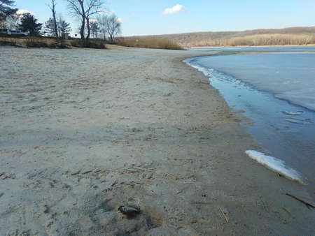 reservoir in winter day.の写真素材
