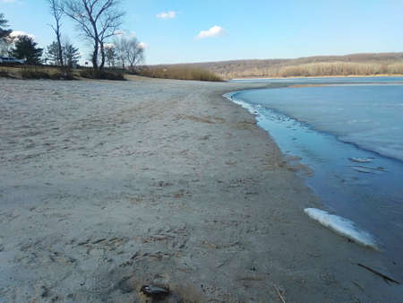 reservoir in winter day.の写真素材