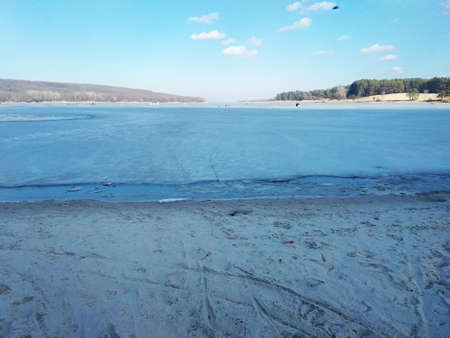 reservoir in winter day.の写真素材