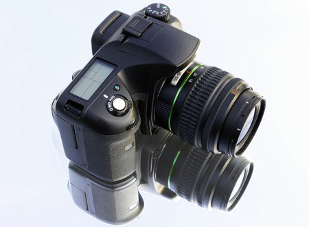  photo camera on white background