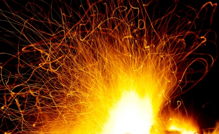 Burning flames of a fire in close-upの写真素材