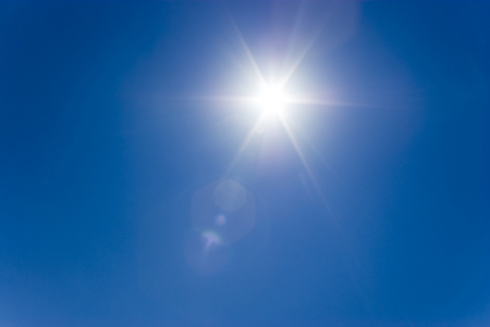 Sun shine in blue sky の写真素材