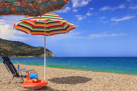 Summer seascape.Gargano coast: Piana di Mattinata beach .MATTINATA (Apulia) - ITAL-の写真素材