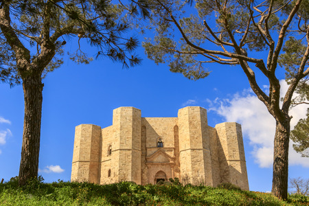 Stones of Apulia.Castel del Monte: the main facade.-ITALY (Andria) -Castel of Mount aka Castrum Sancta Maria de Monte,のeditorial素材