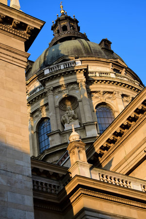 Basilica of St. Stephen (Istvan) in Budapest, in the morning. The background for the postcardの写真素材