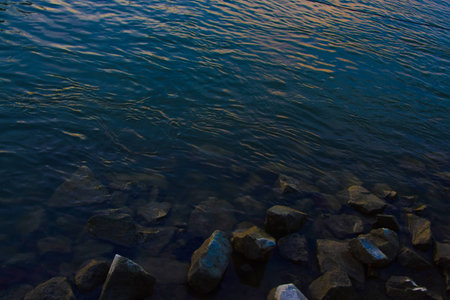 stones on the river bankの写真素材