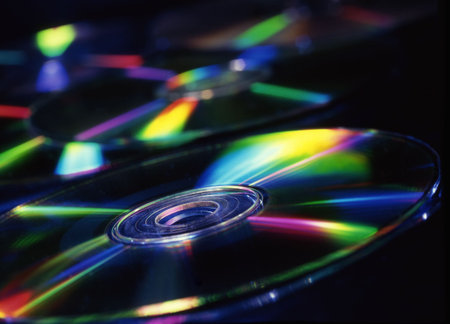Group of compact disks placed in persoective