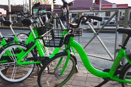 Bikes for rent staying in a city context