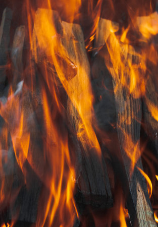 Smoldering red hot charcoal for barbecue top view