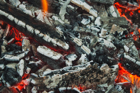 Smoldering red hot charcoal for barbecue top view