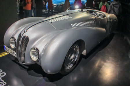 Germany, Munich - April 27, 2011: BMW 328 Mille Miglia roadster in the exhibition hall of the BMW...