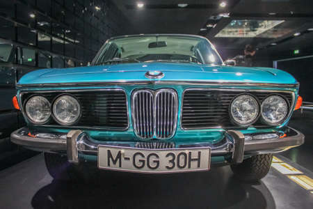 Germany, Munich - April 27, 2011: BMW 3.0 CSL coupe from 1971 in the exhibition hall of the BMW Museumのeditorial素材