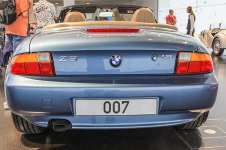 Germany, Munich - April 27, 2011: Two-seat BMW Z3 sports roadster in the exhibition hall of the BMW...