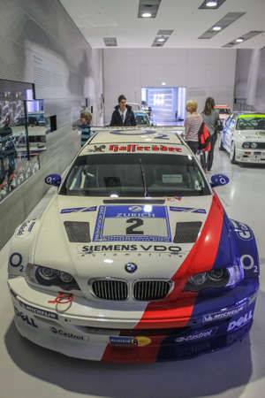 BMW M3 GTR 2004 front view. This car won the Nurburgring 24H race in 2004, 2005. BMW Museum showroom. Germany, Munich - April 27, 2011のeditorial素材