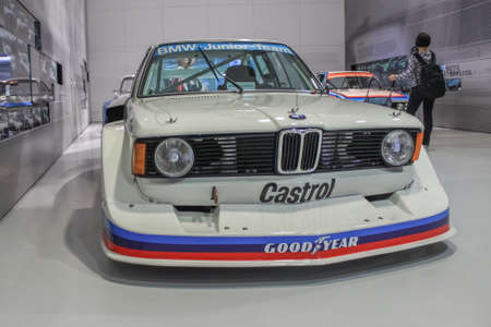 BMW 320i E21 front view. The car took part in the Group 5 in the late '70s. BMW Museum showroom. Germany, Munich - April 27, 2011のeditorial素材