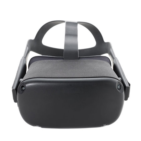 Close-up of VR glasses isolated on a white background. Front view from the top. virtual reality...