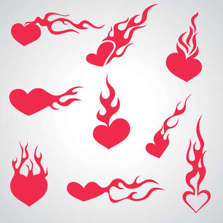 red burning heart のイラスト素材