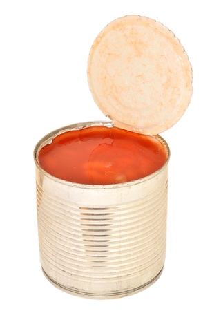 Opened a tin of beans in tomato sauceの写真素材