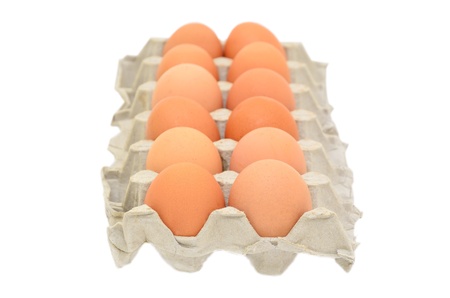 Fresh eggs in a boxの写真素材