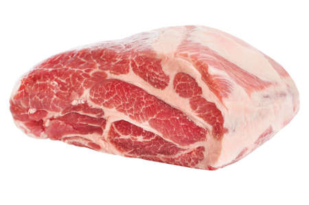Raw pork isolated on white backgroundの写真素材