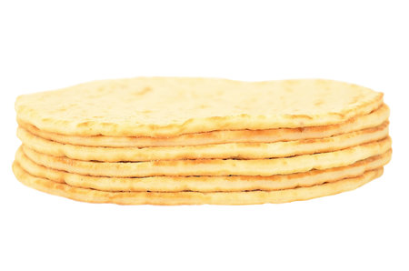 Stack of pitas isolated on white background