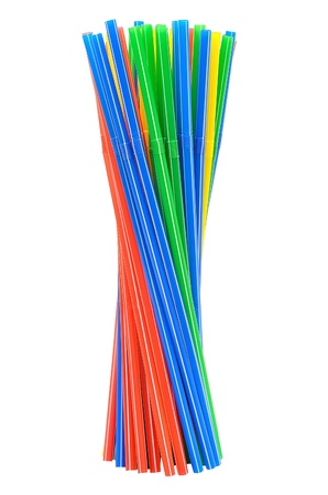 Cocktail straws isolated on a white backgroundの写真素材