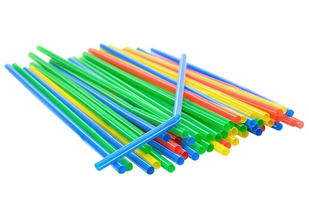 Cocktail straws isolated on a white backgroundの写真素材