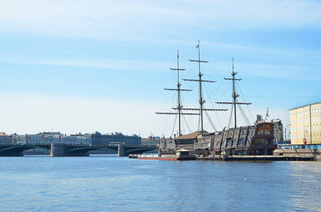 View of the Neva river in St  Petersburg, Russia