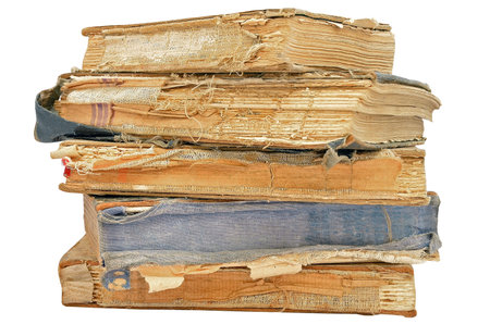 Ancient books isolated on white backgroundの写真素材